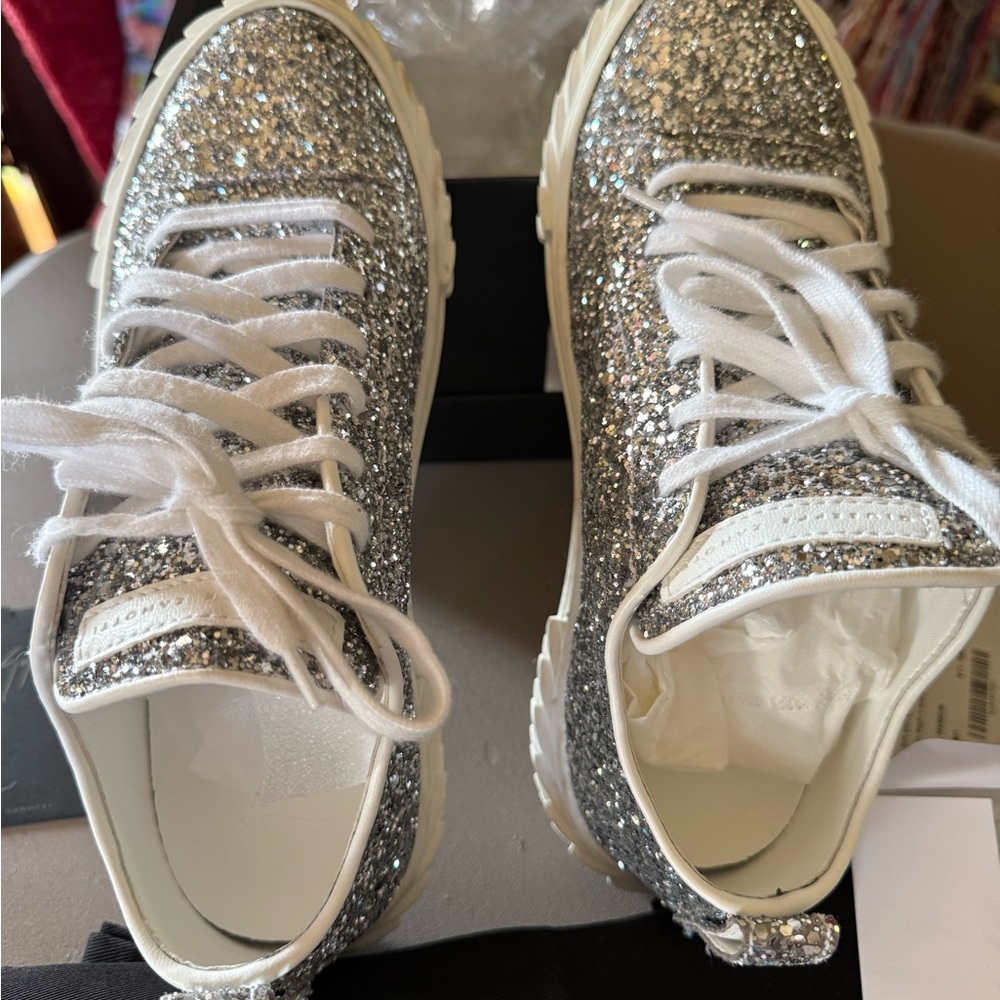 Giuseppe Zanotti Silver Glitter Sneakers